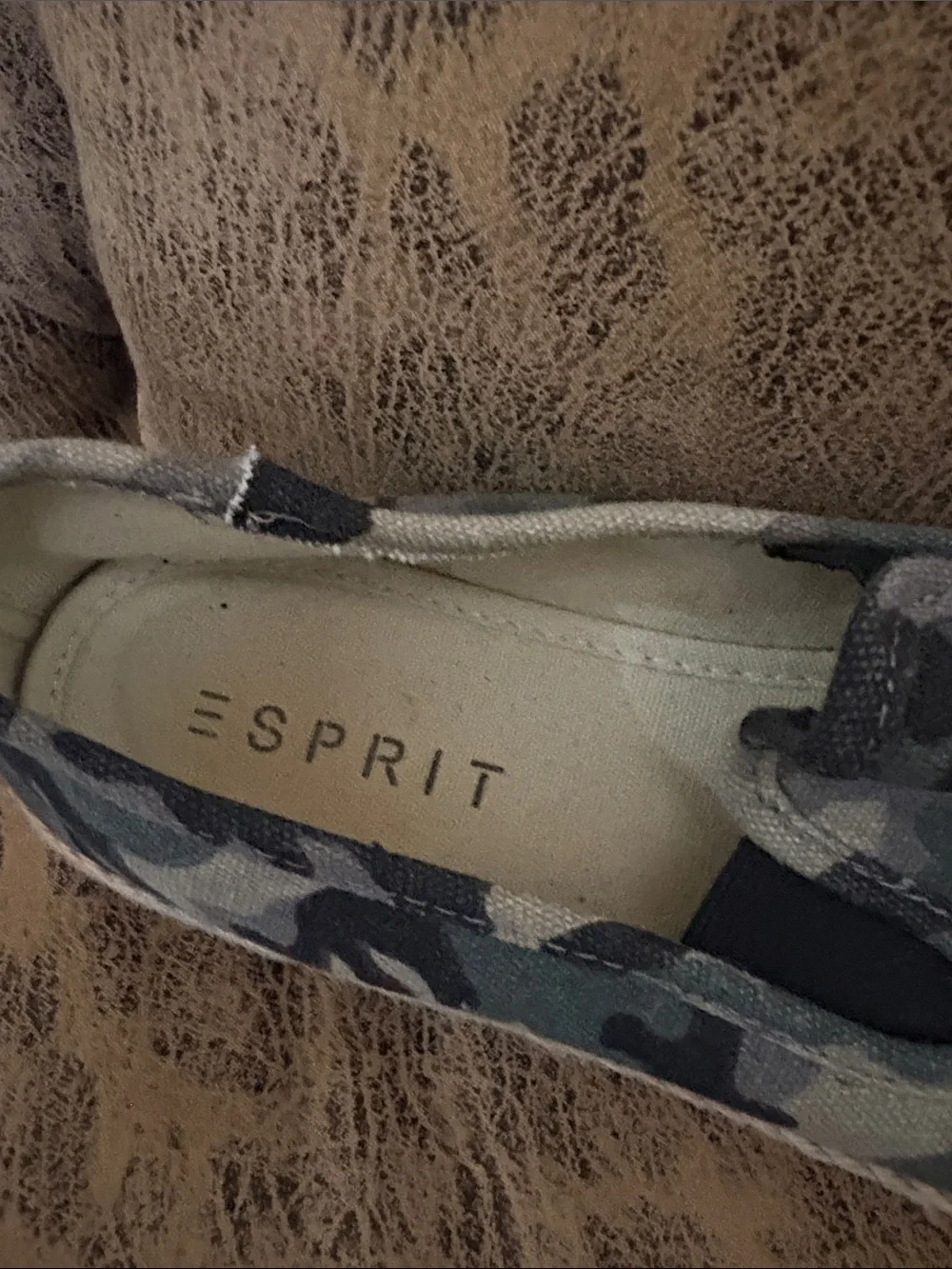Esprit Camo Canvas Slip-On in Green and Gray